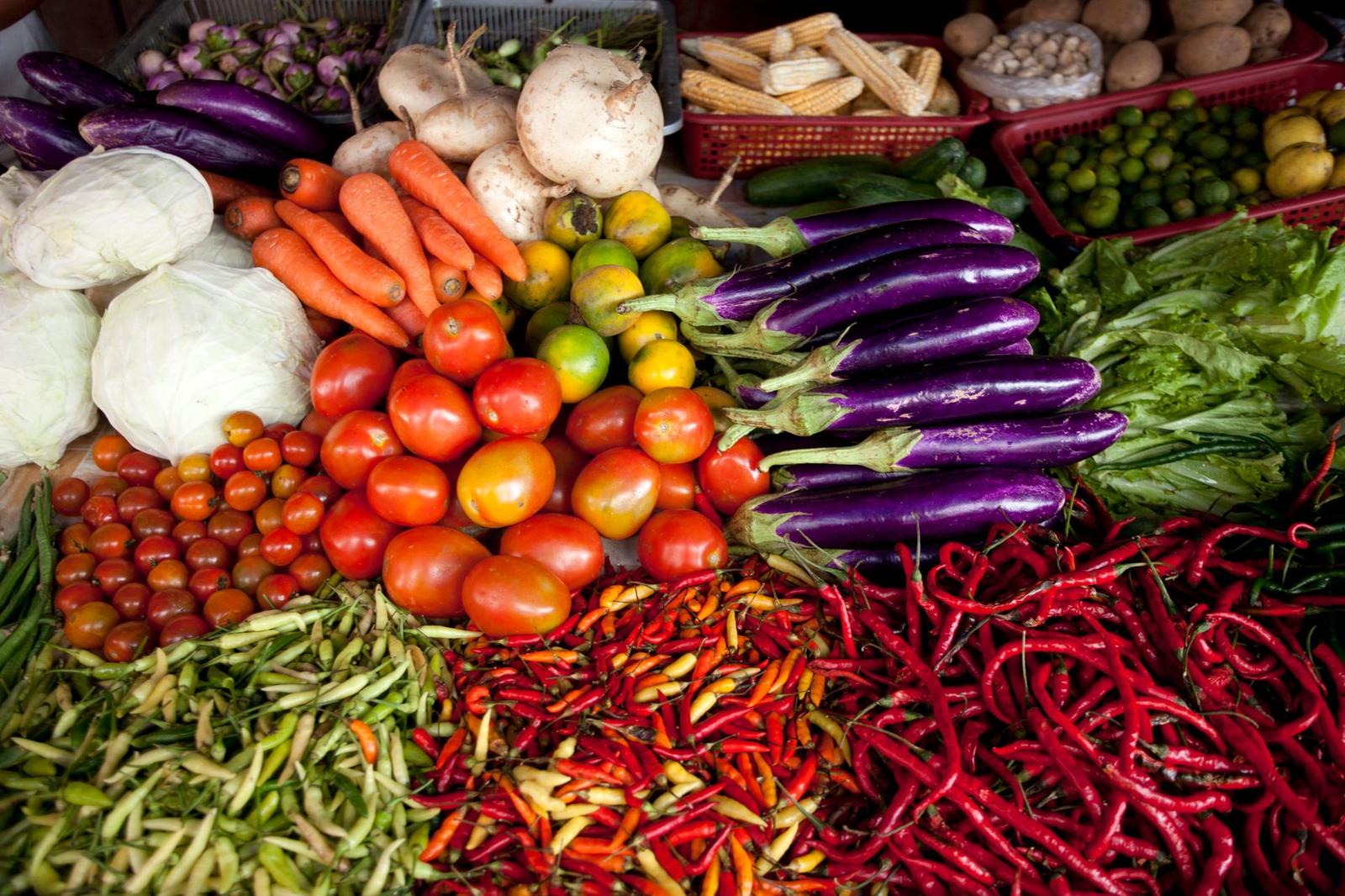 Colorful Fresh Produce Display at Market
